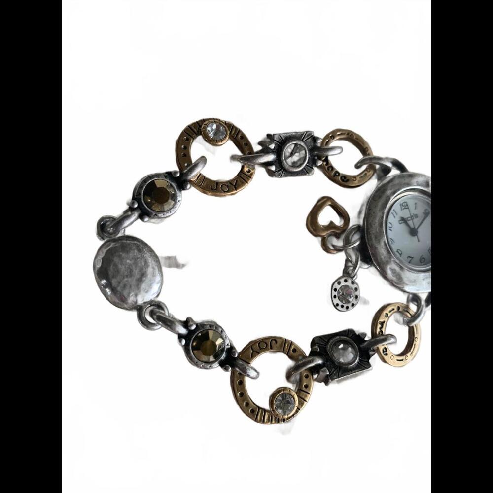 Chico's Silver & Gold Charm Bracelet Watch (read)